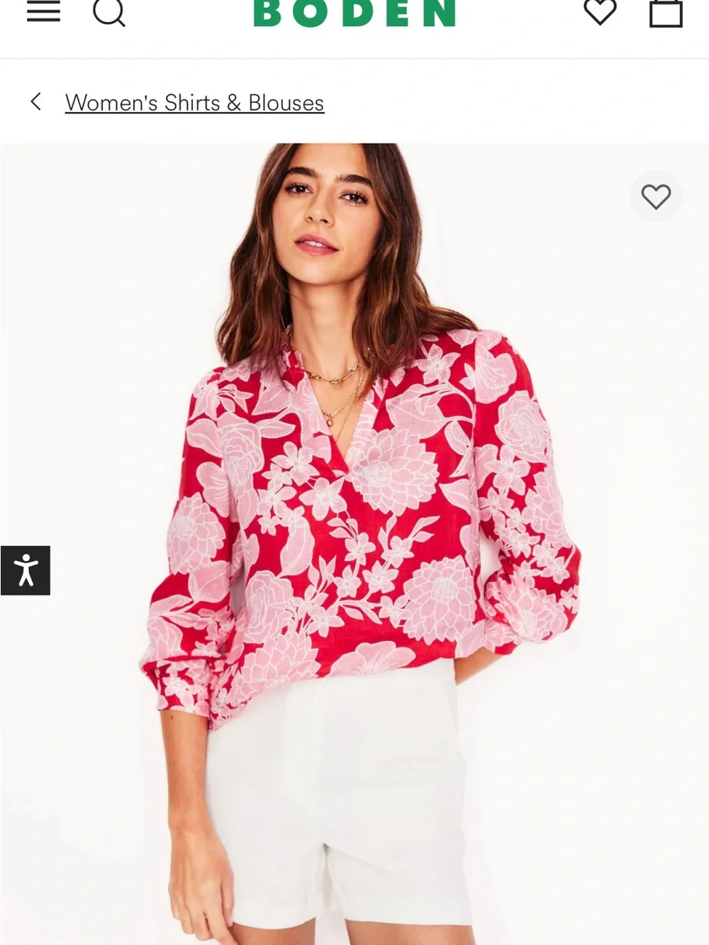 Boden Red and pink Floral Wrap Blouse size 14